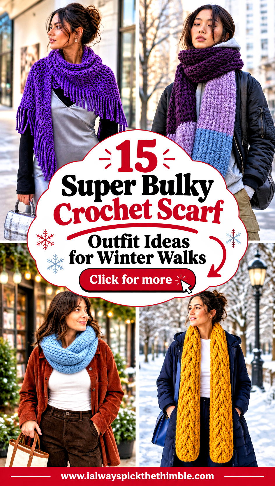 15 Super Bulky Crochet Scarf Outfit Ideas for Winter Walks - 15 Super Bulky Crochet Scarf Outfit Ideas for Winter Walks