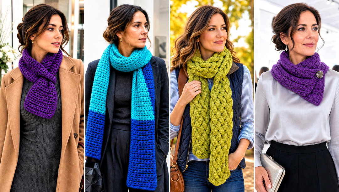 15 Thick Crochet Scarf Outfit Ideas for Winter Walks