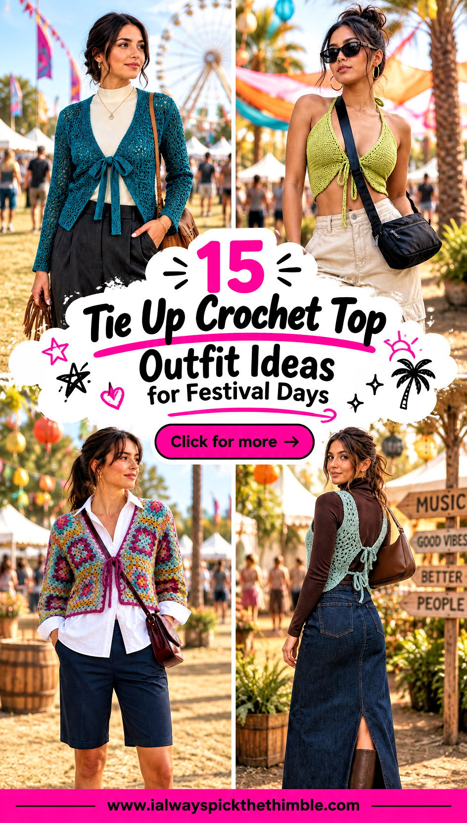 15 Tie Up Crochet Top Outfit Ideas for Festival Days - 15 Tie Up Crochet Top Outfit Ideas for Festival Days