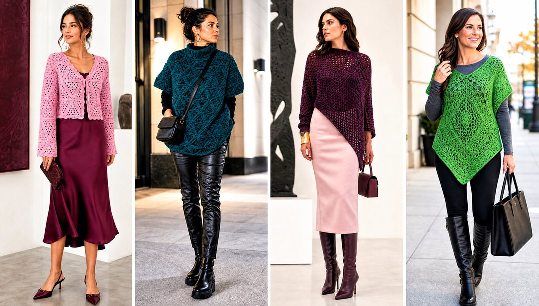 15 Triangle Crochet Sweater Outfit Ideas for Cool Nights