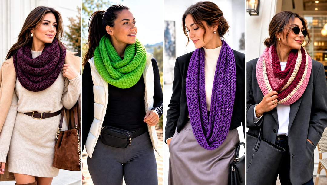15 Tunisian Crochet Infinity Scarf Outfit Ideas for Fall