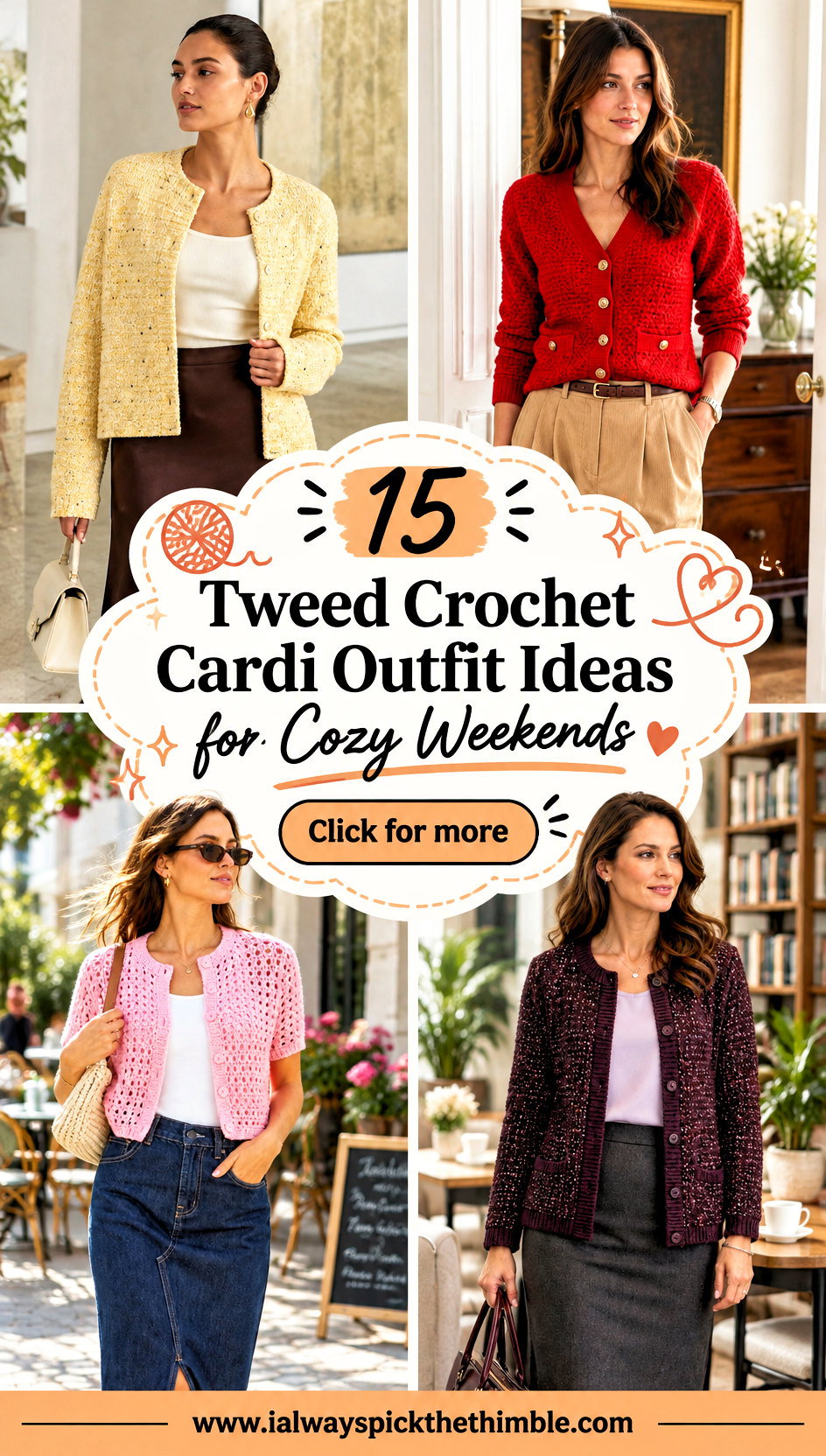 15 Tweed Crochet Cardi Outfit Ideas for Cozy Weekends - 15 Tweed Crochet Cardi Outfit Ideas for Cozy Weekends