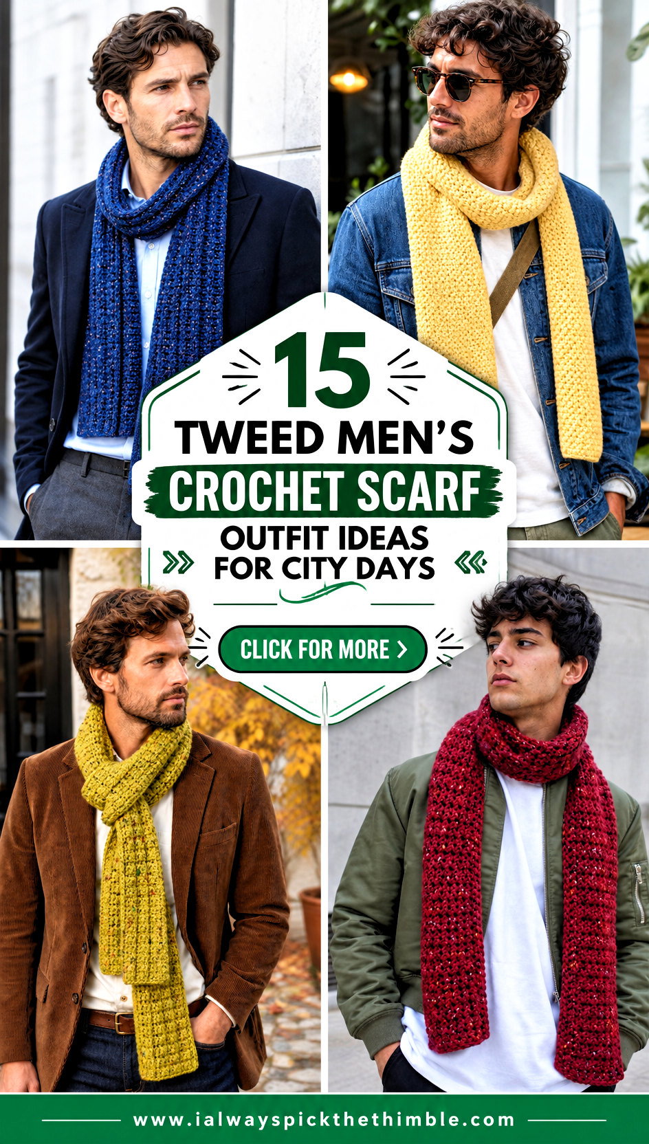 15 Tweed Mens Crochet Scarf Outfit Ideas for City Days - 15 Tweed Men’s Crochet Scarf Outfit Ideas for City Days
