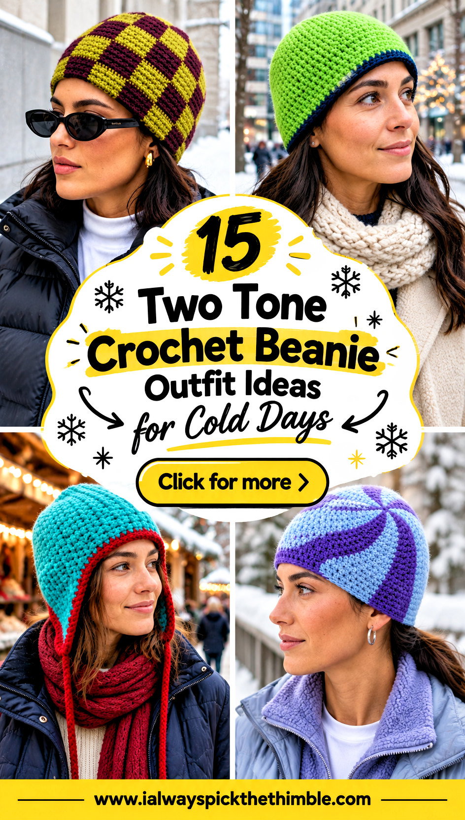 15 Two Tone Crochet Beanie Outfit Ideas for Cold Days - 15 Two Tone Crochet Beanie Outfit Ideas for Cold Days