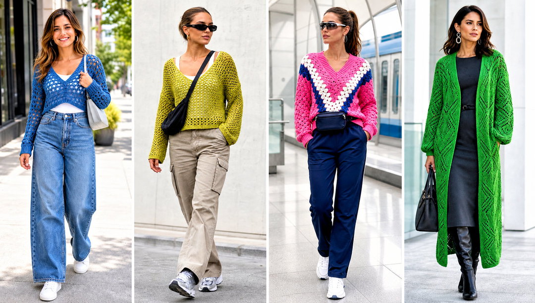 15 V-Neck Crochet Sweater Outfit Ideas for Easy Styling