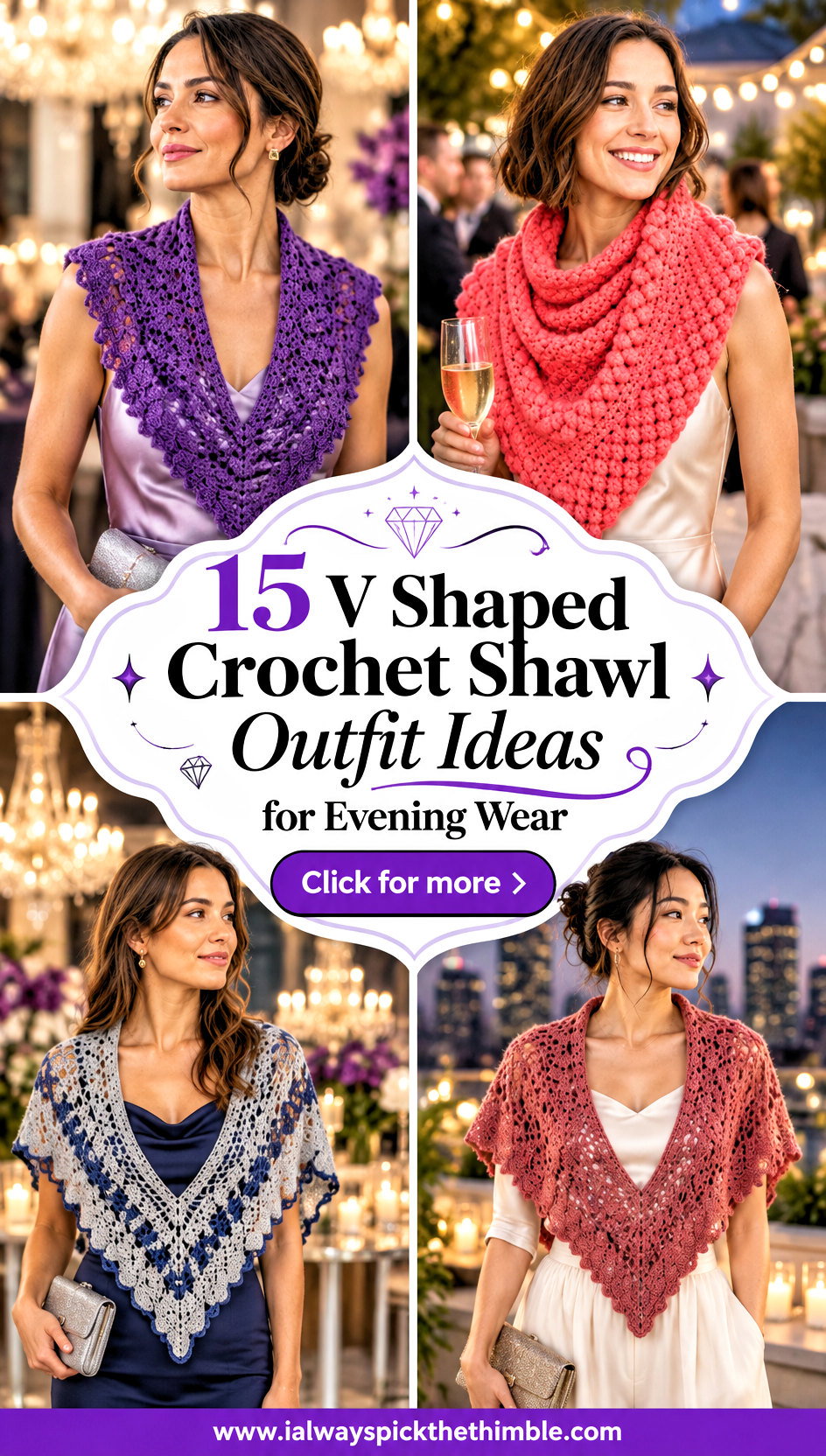 15 V Shaped Crochet Shawl Outfit Ideas for Evening Wear - 15 V Shaped Crochet Shawl Outfit Ideas for Evening Wear