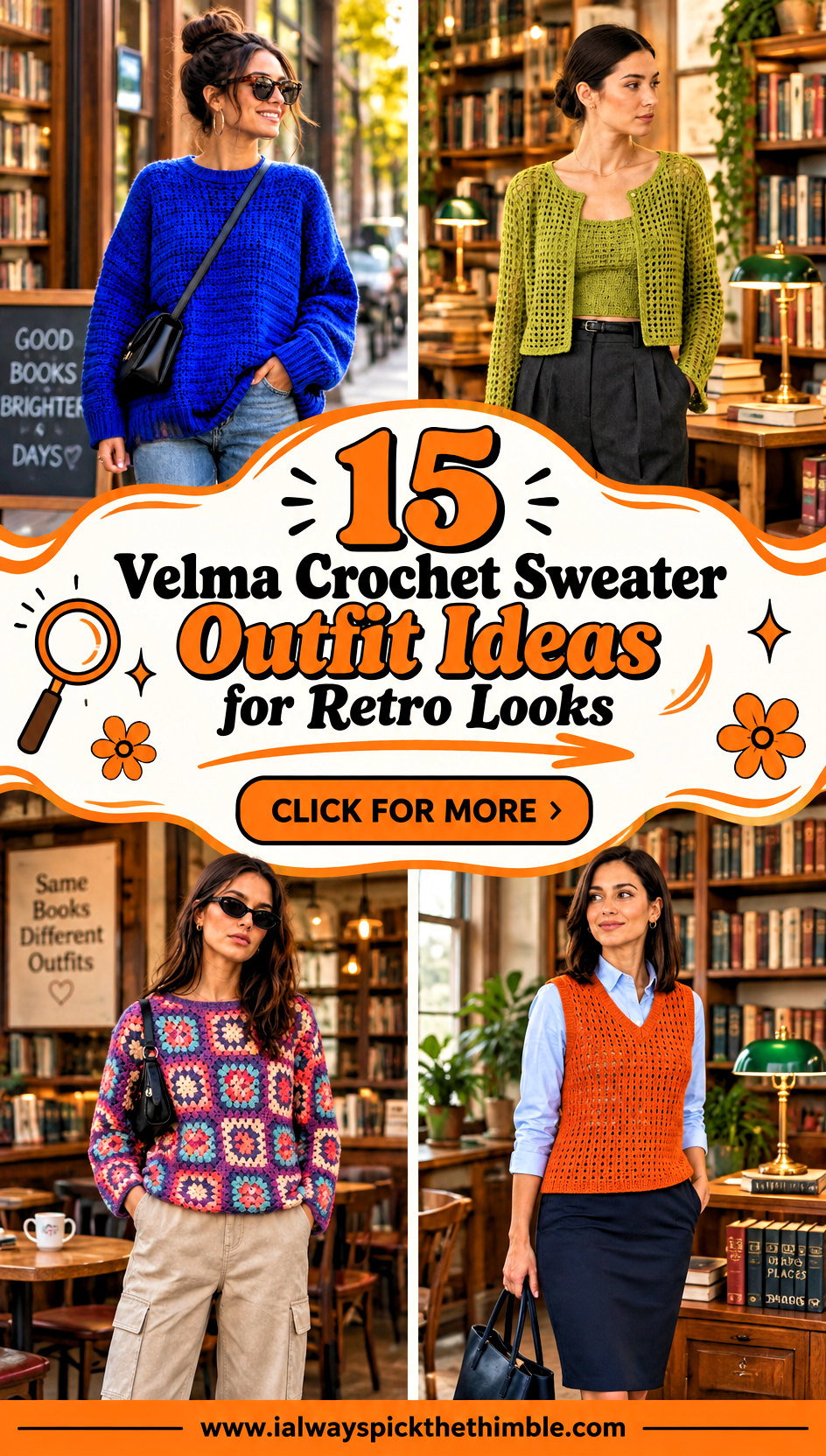 15 Velma Crochet Sweater Outfit Ideas for Retro Looks - 15 Velma Crochet Sweater Outfit Ideas for Retro Looks