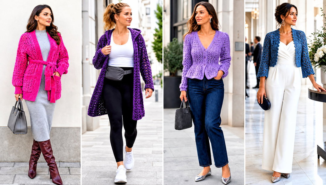 15 Velvet Crochet Cardigan Outfit Ideas for Cozy Days