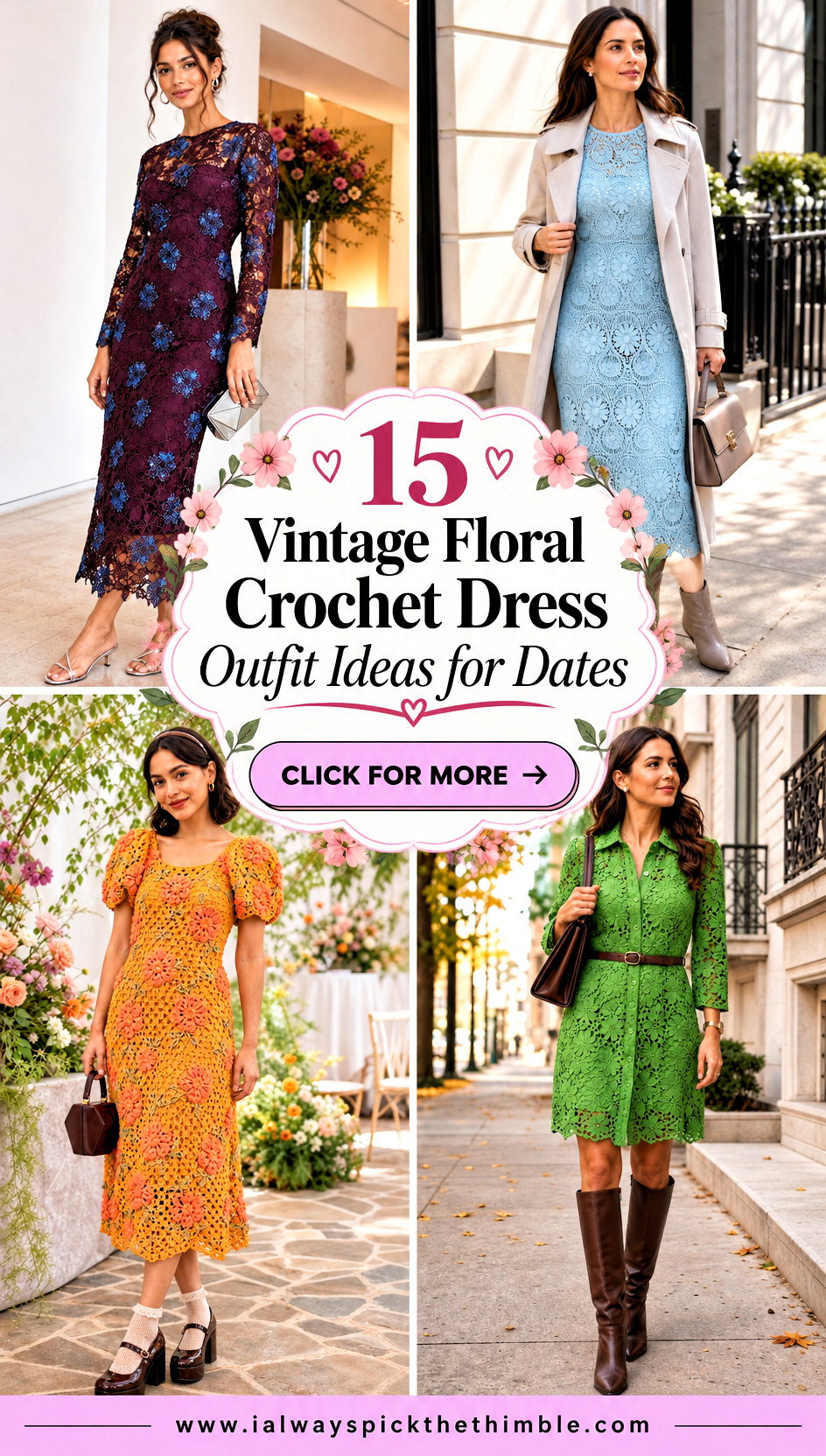 15 Vintage Floral Crochet Dress Outfit Ideas for Dates - 15 Vintage Floral Crochet Dress Outfit Ideas for Dates
