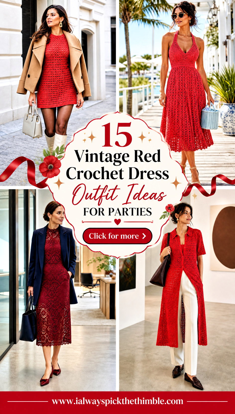 15 Vintage Red Crochet Dress Outfit Ideas for Parties - 15 Vintage Red Crochet Dress Outfit Ideas for Parties