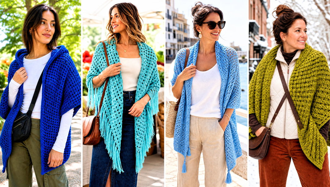 15 Waffle Crochet Shawl Outfit Ideas for Cozy Layers