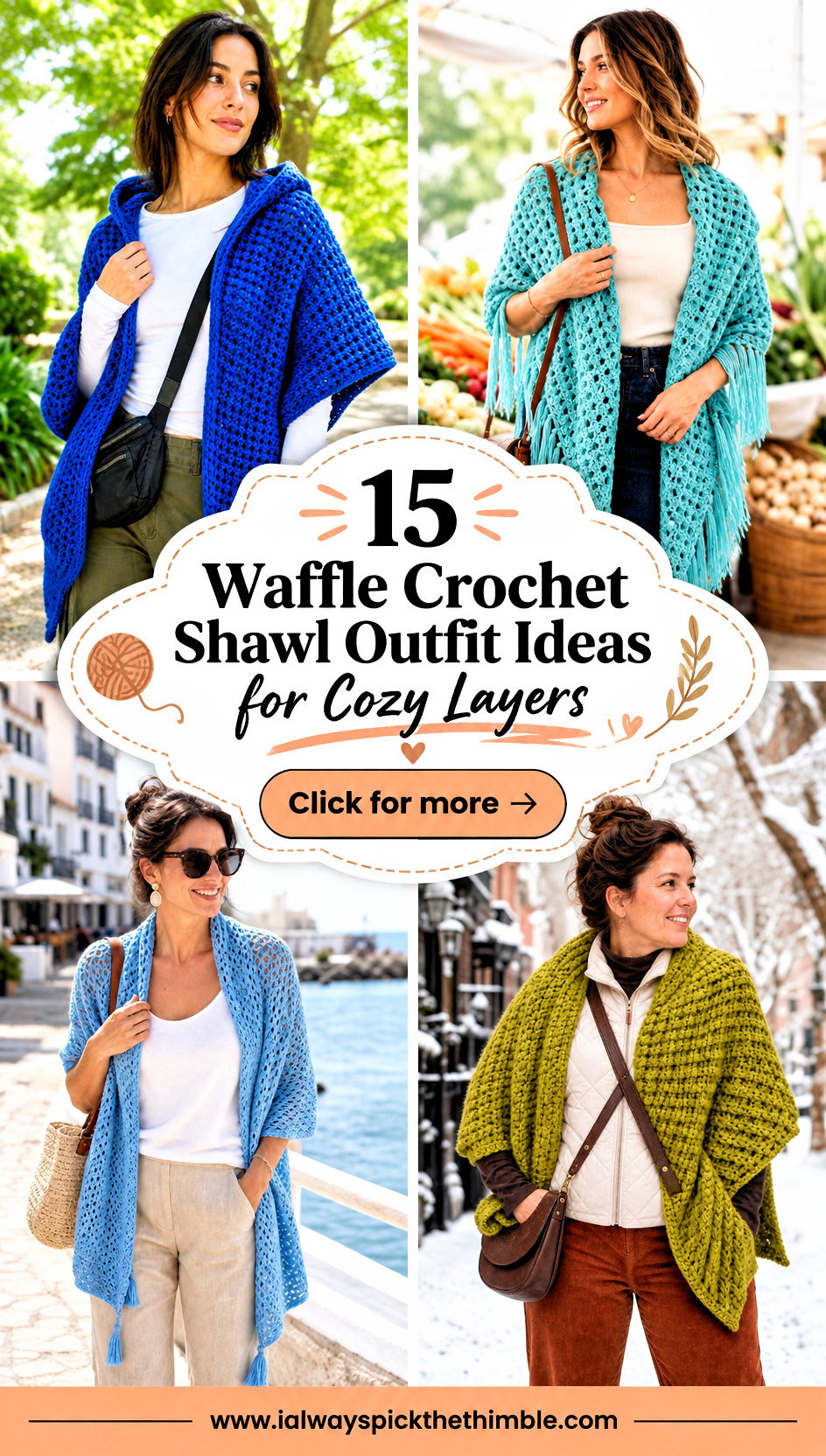 15 Waffle Crochet Shawl Outfit Ideas for Cozy Layers - 15 Waffle Crochet Shawl Outfit Ideas for Cozy Layers