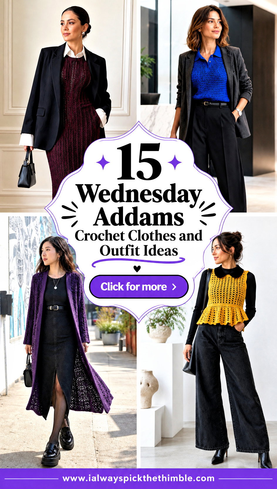 15 Wednesday Addams Crochet Clothes and Outfit Ideas - 15 Wednesday Addams Crochet Clothes and Outfit Ideas