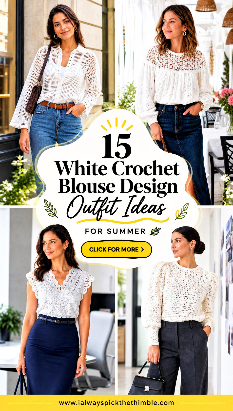 15 White Crochet Blouse Design Outfit Ideas for Summer - 15 White Crochet Blouse Design Outfit Ideas for Summer