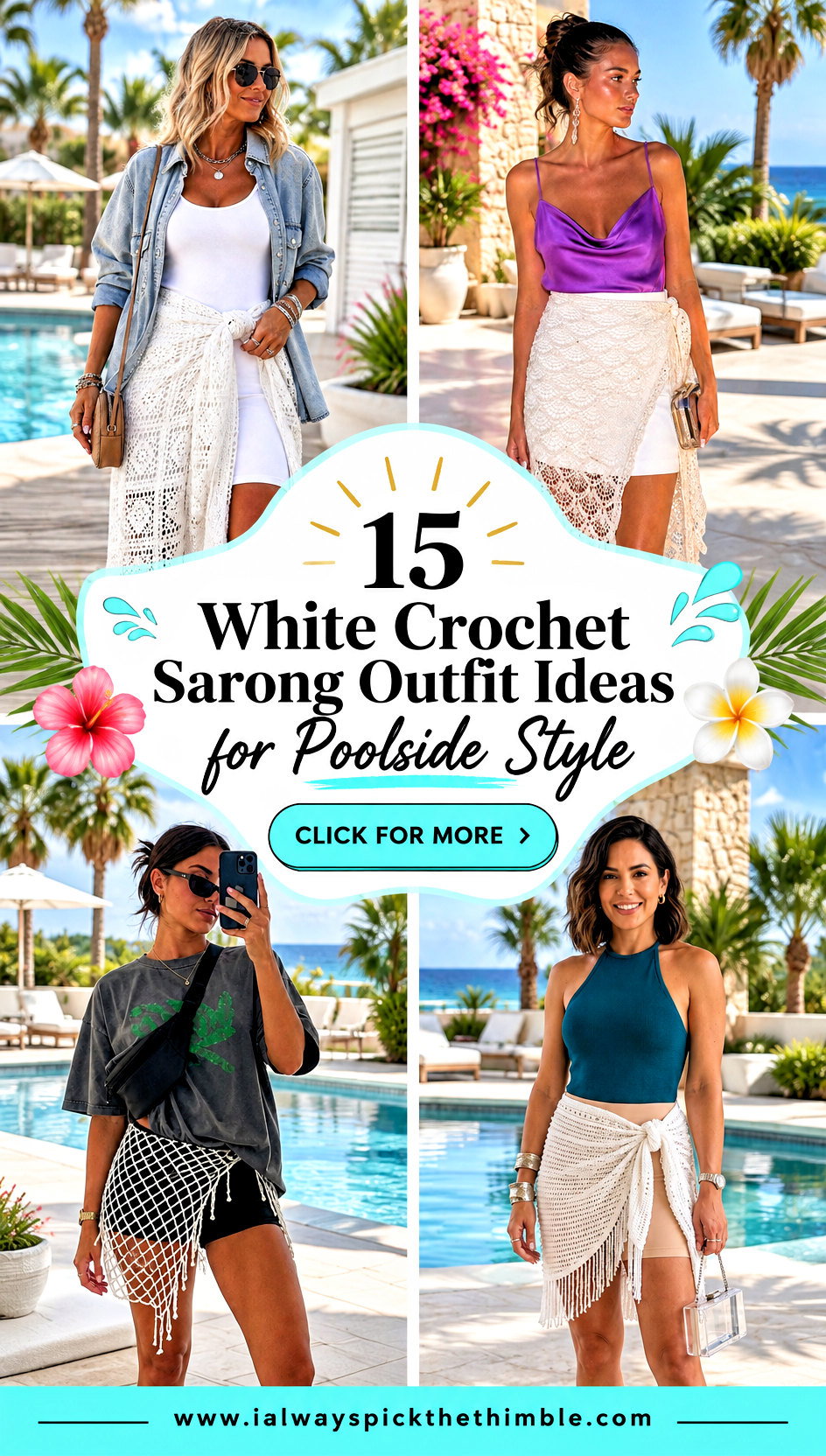 15 White Crochet Sarong Outfit Ideas for Poolside Style - 15 White Crochet Sarong Outfit Ideas for Poolside Style