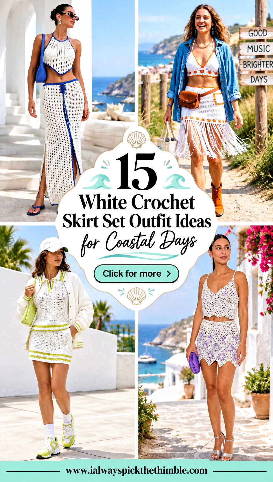 15 White Crochet Skirt Set Outfit Ideas for Coastal Days - 15 White Crochet Skirt Set Outfit Ideas for Coastal Days