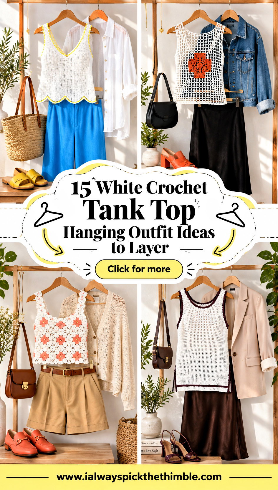 15 White Crochet Tank Top Hanging Outfit Ideas to Layer - 15 White Crochet Tank Top Hanging Outfit Ideas to Layer