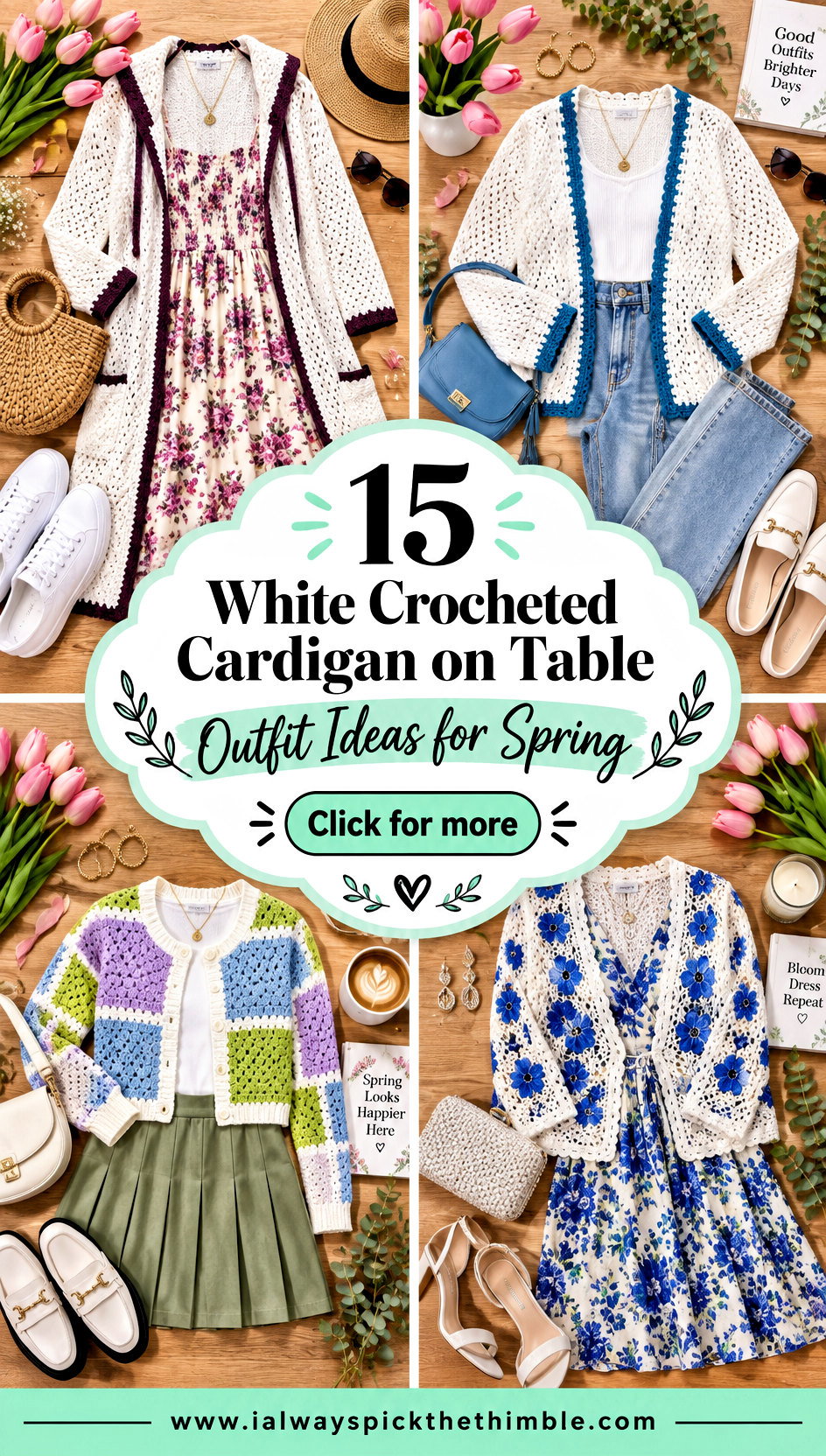 15 White Crocheted Cardigan on Table Outfit Ideas for Spring - 15 White Crocheted Cardigan on Table Outfit Ideas for Spring