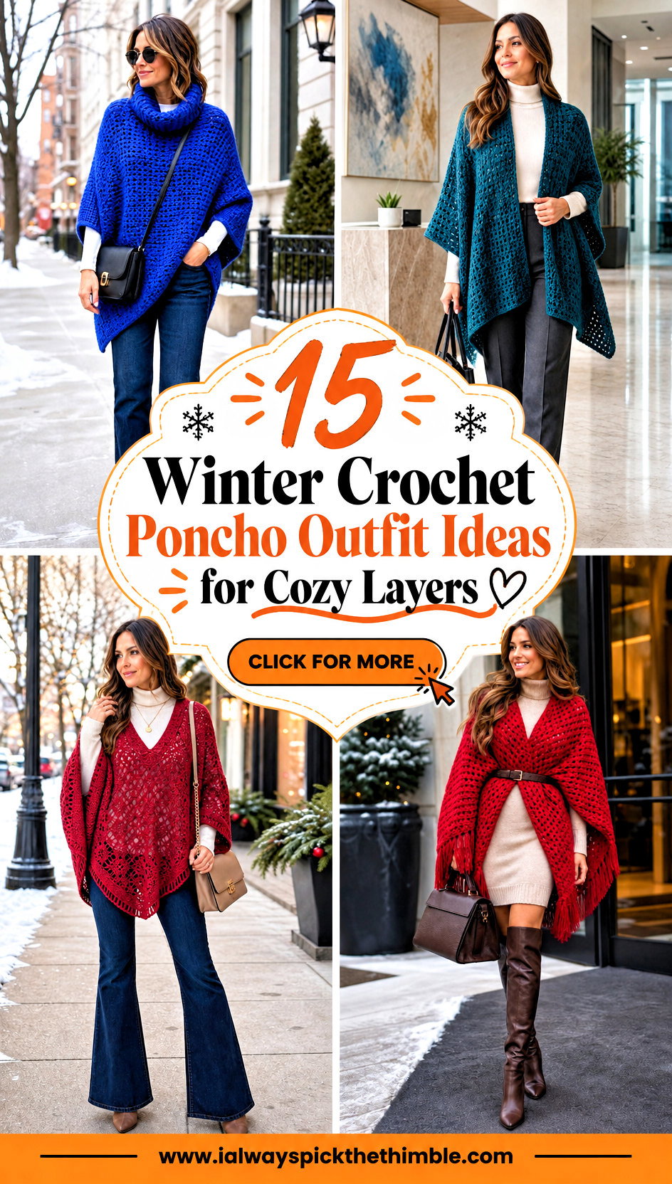 15 Winter Crochet Poncho Outfit Ideas for Cozy Layers - 15 Winter Crochet Poncho Outfit Ideas for Cozy Layers