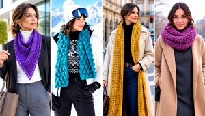15 Winter Crochet Scarf Design Outfit Ideas for City Walks
