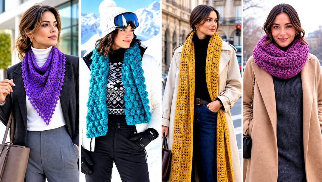 15 Winter Crochet Scarf Design Outfit Ideas for City Walks