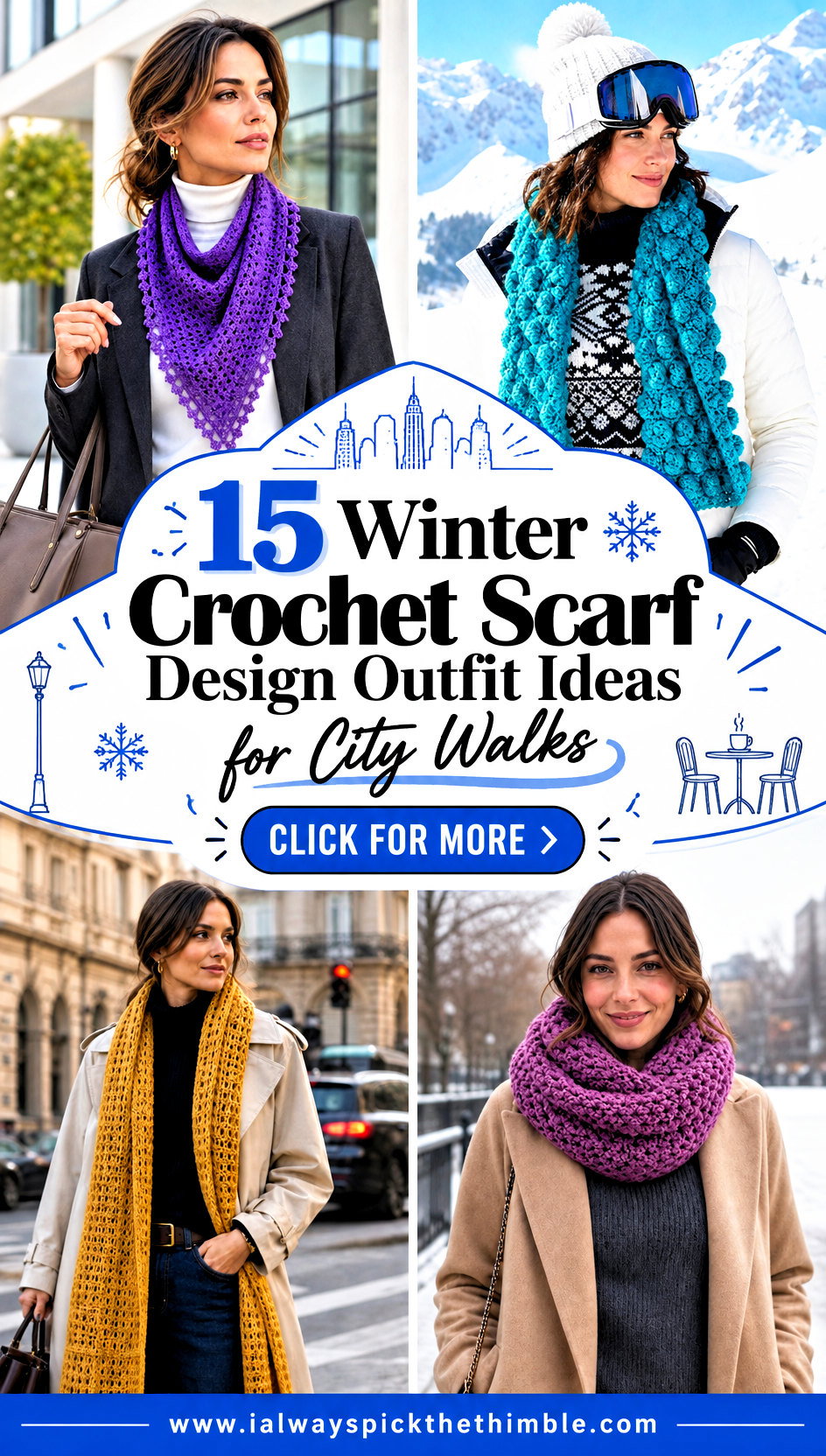 15 Winter Crochet Scarf Design Outfit Ideas for City Walks - 15 Winter Crochet Scarf Design Outfit Ideas for City Walks