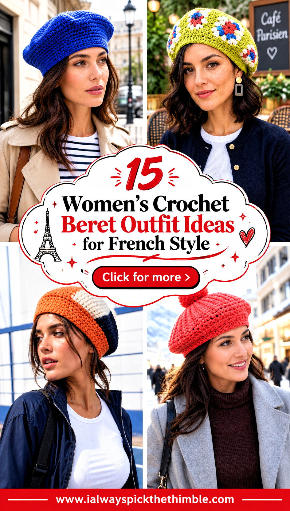 15 Womens Crochet Beret Outfit Ideas for French Style - 15 Women’s Crochet Beret Outfit Ideas for French Style