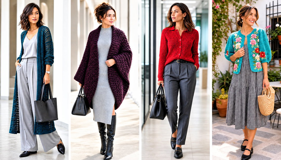 15 Womens Crochet Cardigan Outfit Ideas for the Office
