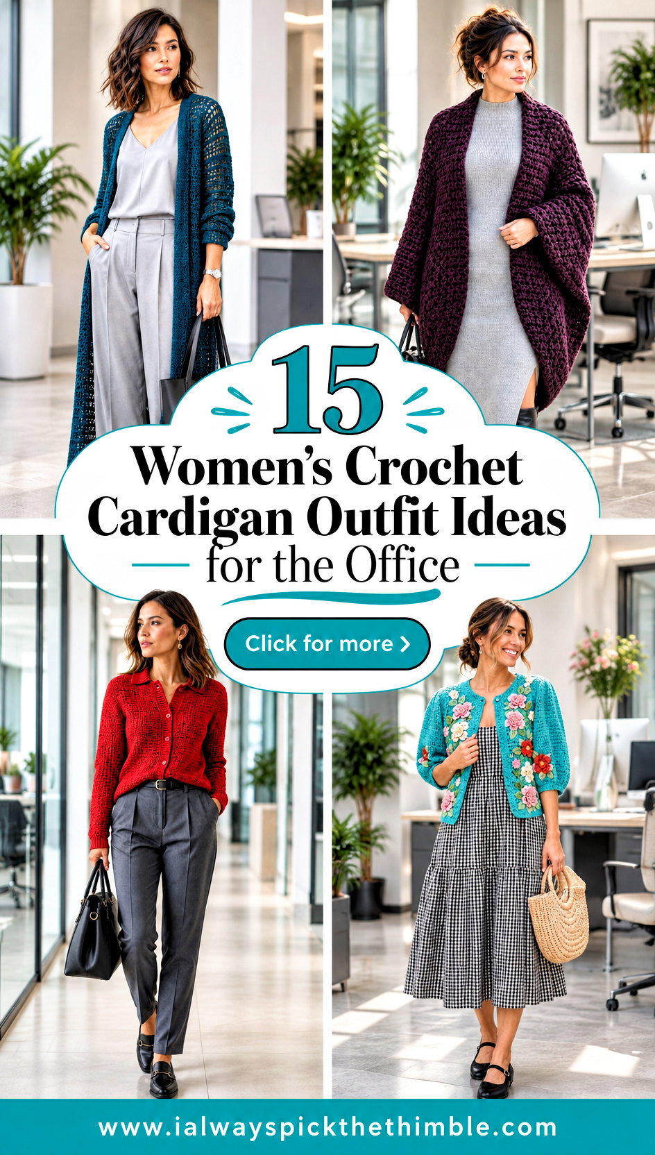 15 Womens Crochet Cardigan Outfit Ideas for the Office - 15 Women’s Crochet Cardigan Outfit Ideas for the Office