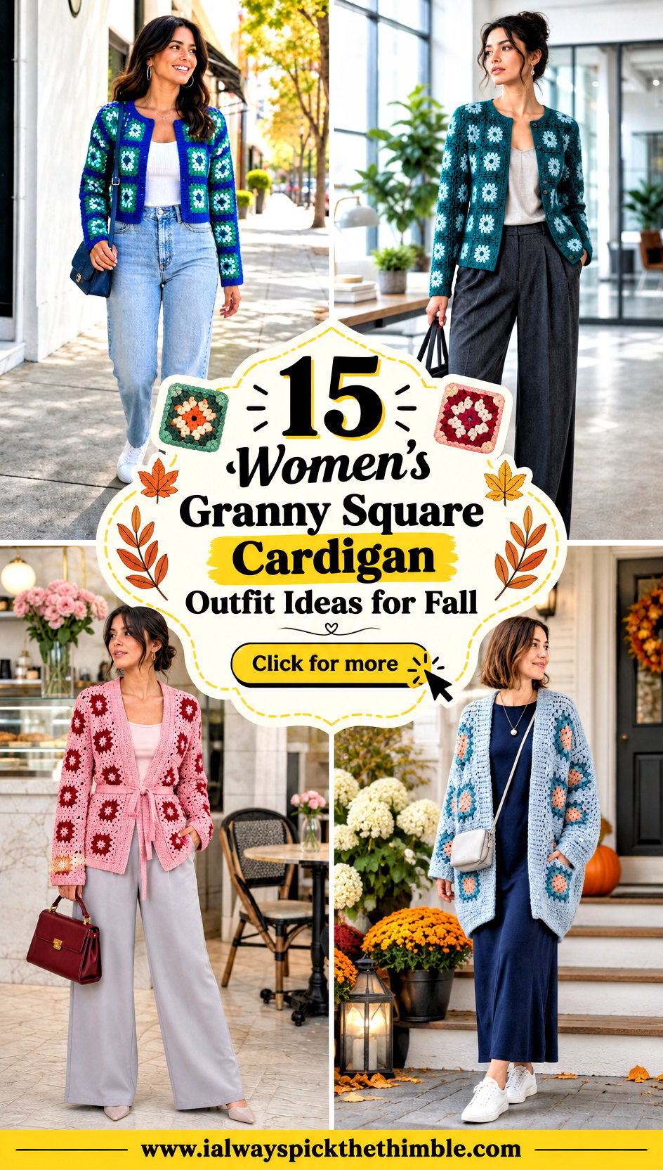 15 Womens Granny Square Cardigan Outfit Ideas for Fall - 15 Women’s Granny Square Cardigan Outfit Ideas for Fall
