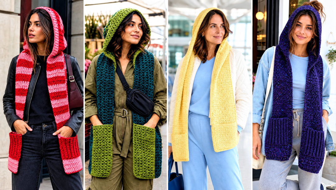 15 Woodland Hooded Crochet Scarf Outfit Ideas for Fall