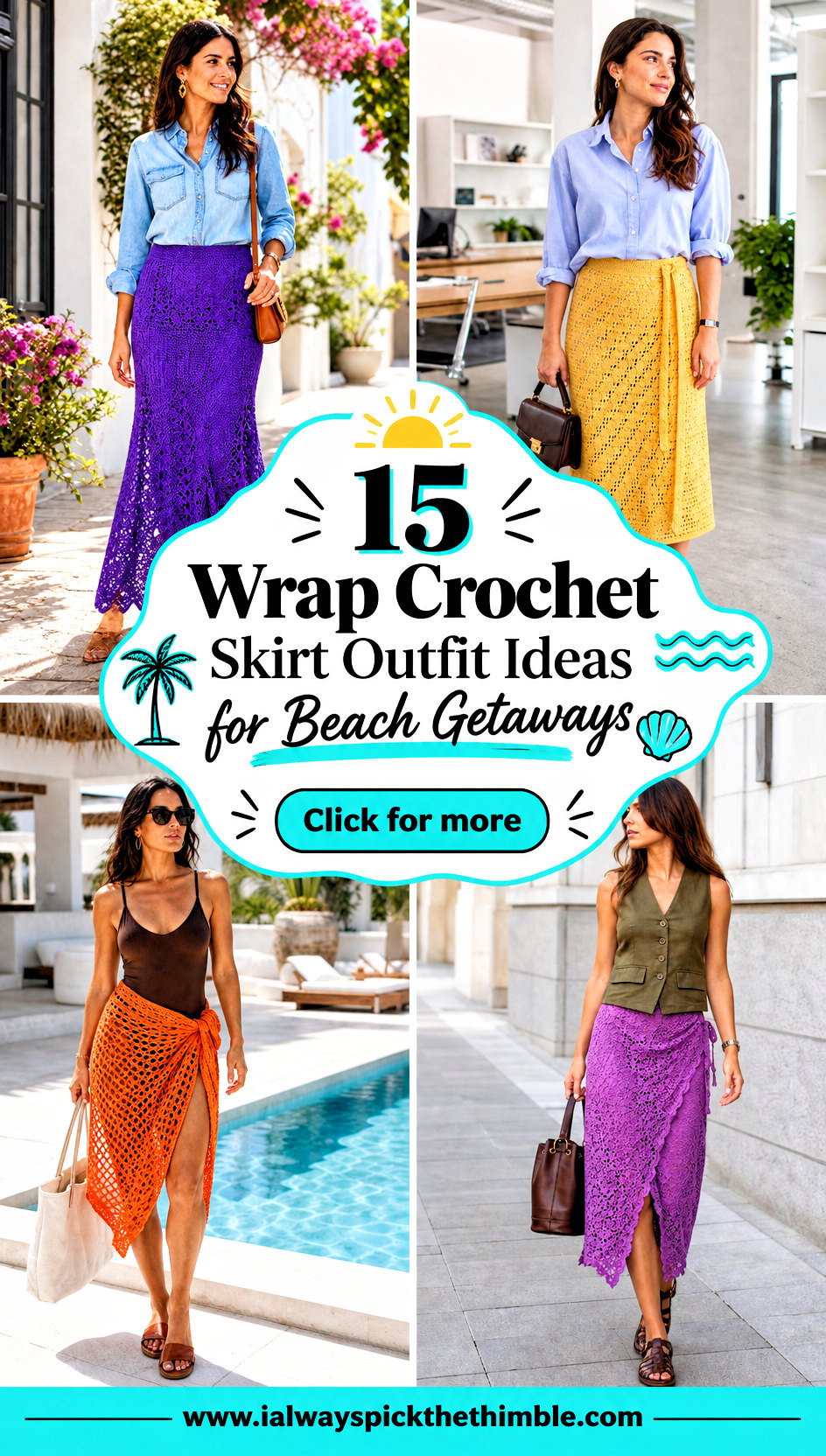 15 Wrap Crochet Skirt Outfit Ideas for Beach Getaways - 15 Wrap Crochet Skirt Outfit Ideas for Beach Getaways