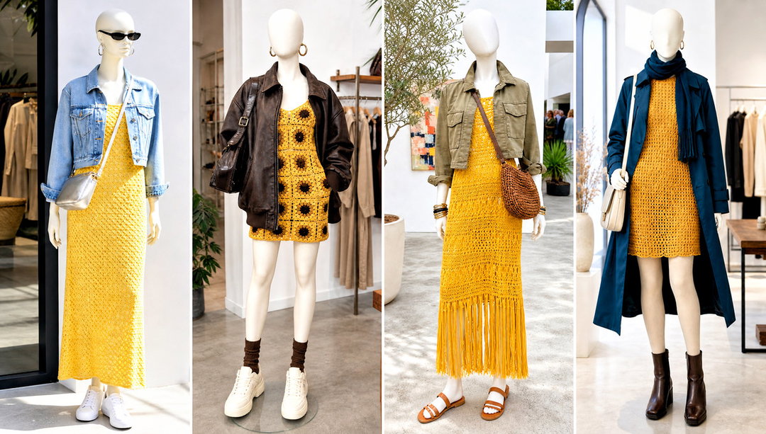 15 Yellow Crochet Dress on Mannequin Outfit Ideas to Style