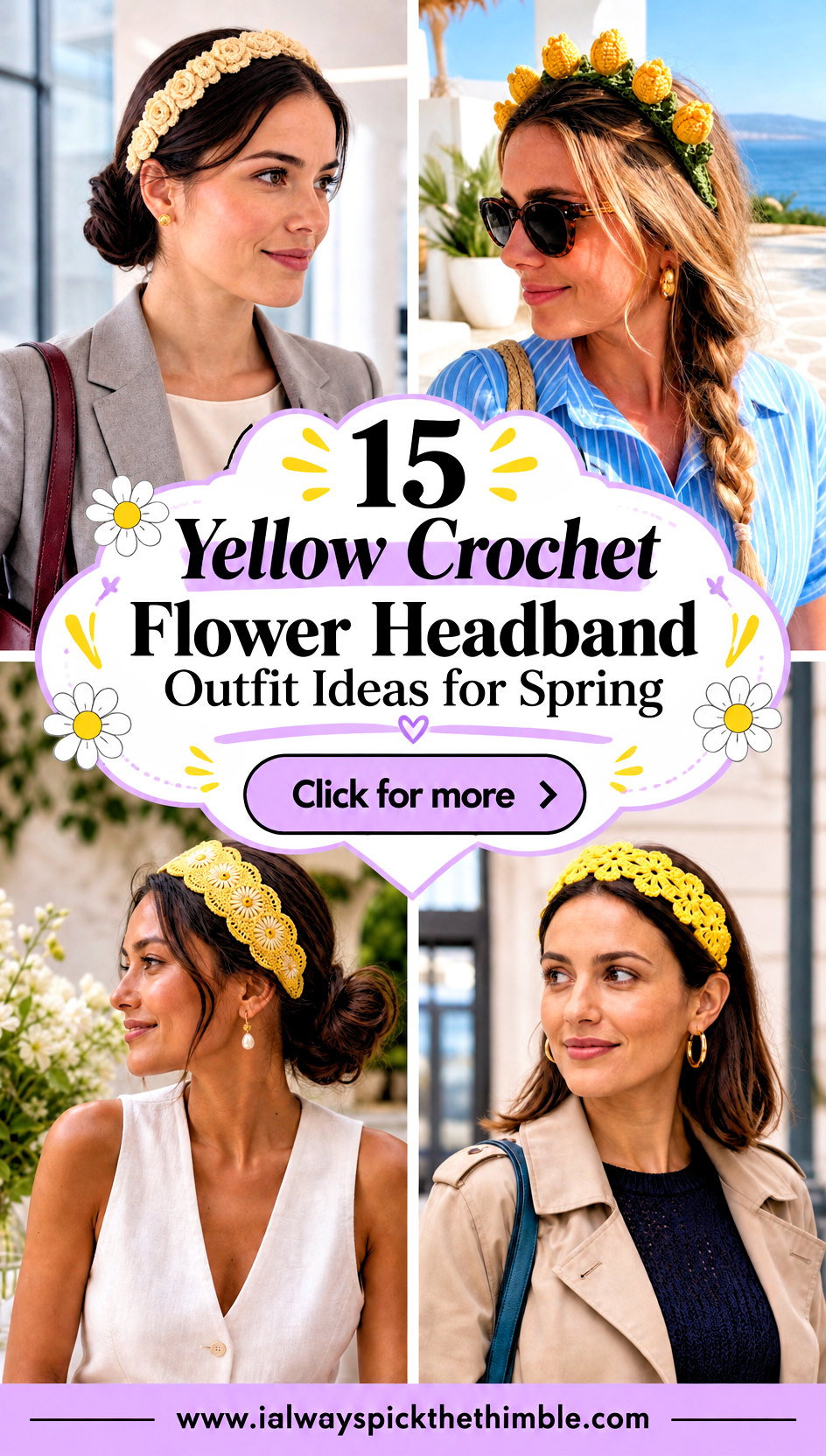 15 Yellow Crochet Flower Headband Outfit Ideas for Spring - 15 Yellow Crochet Flower Headband Outfit Ideas for Spring