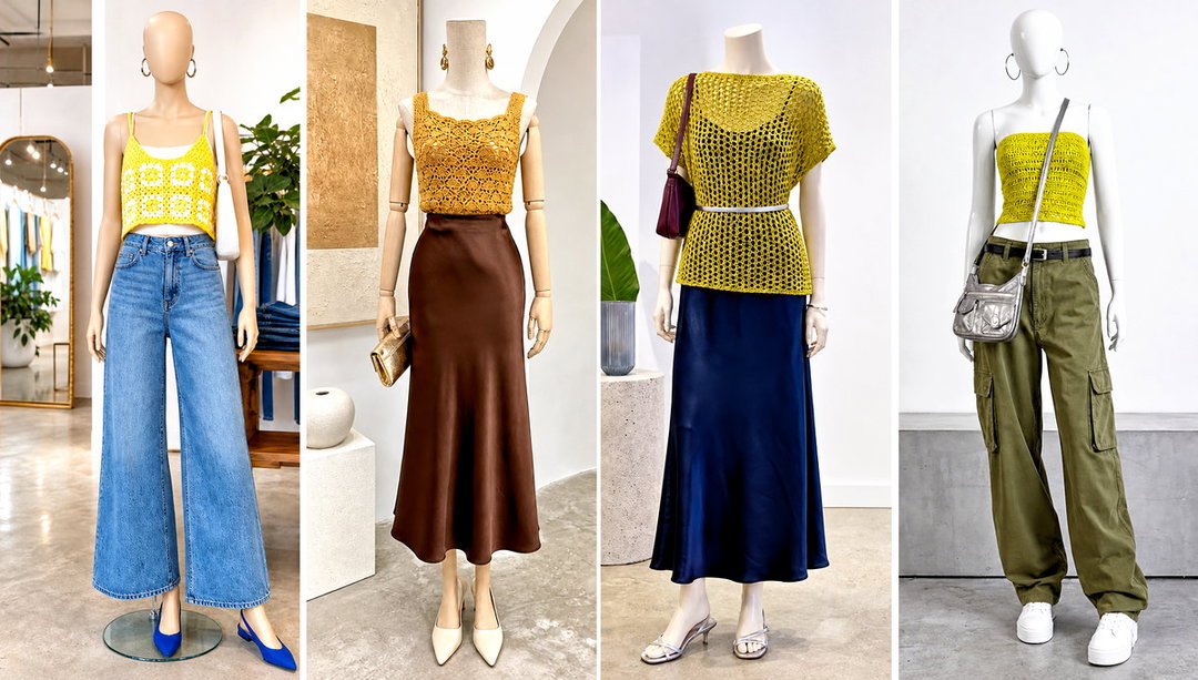 15 Yellow Crochet Top on Mannequin Outfit Ideas to Try