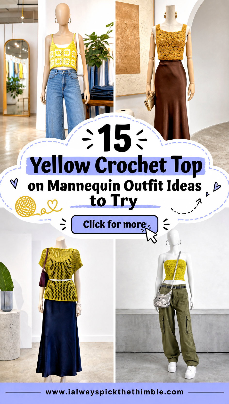 15 Yellow Crochet Top on Mannequin Outfit Ideas to Try - 15 Yellow Crochet Top on Mannequin Outfit Ideas to Try