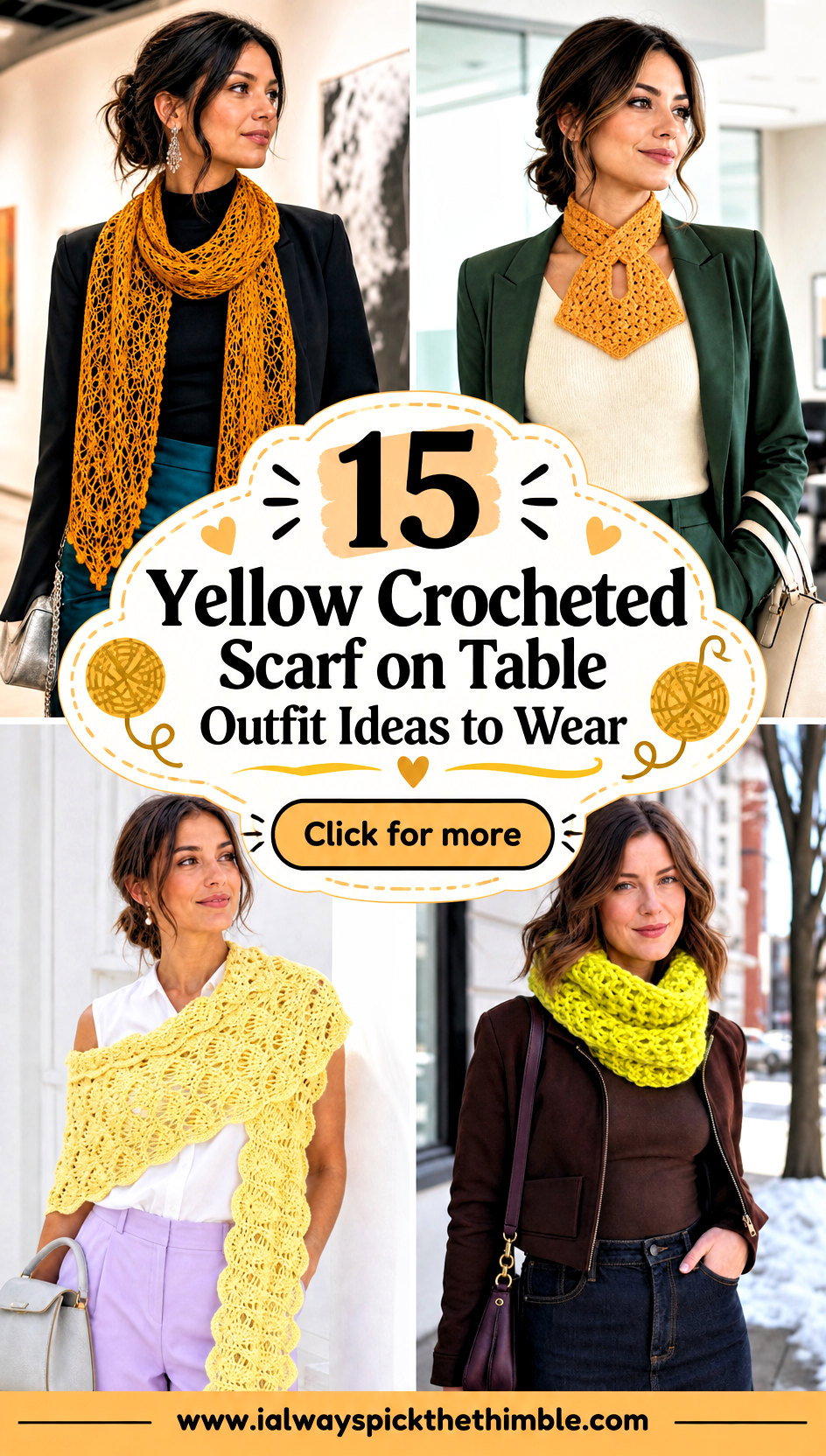 15 Yellow Crocheted Scarf on Table Outfit Ideas to Wear - 15 Yellow Crocheted Scarf on Table Outfit Ideas to Wear