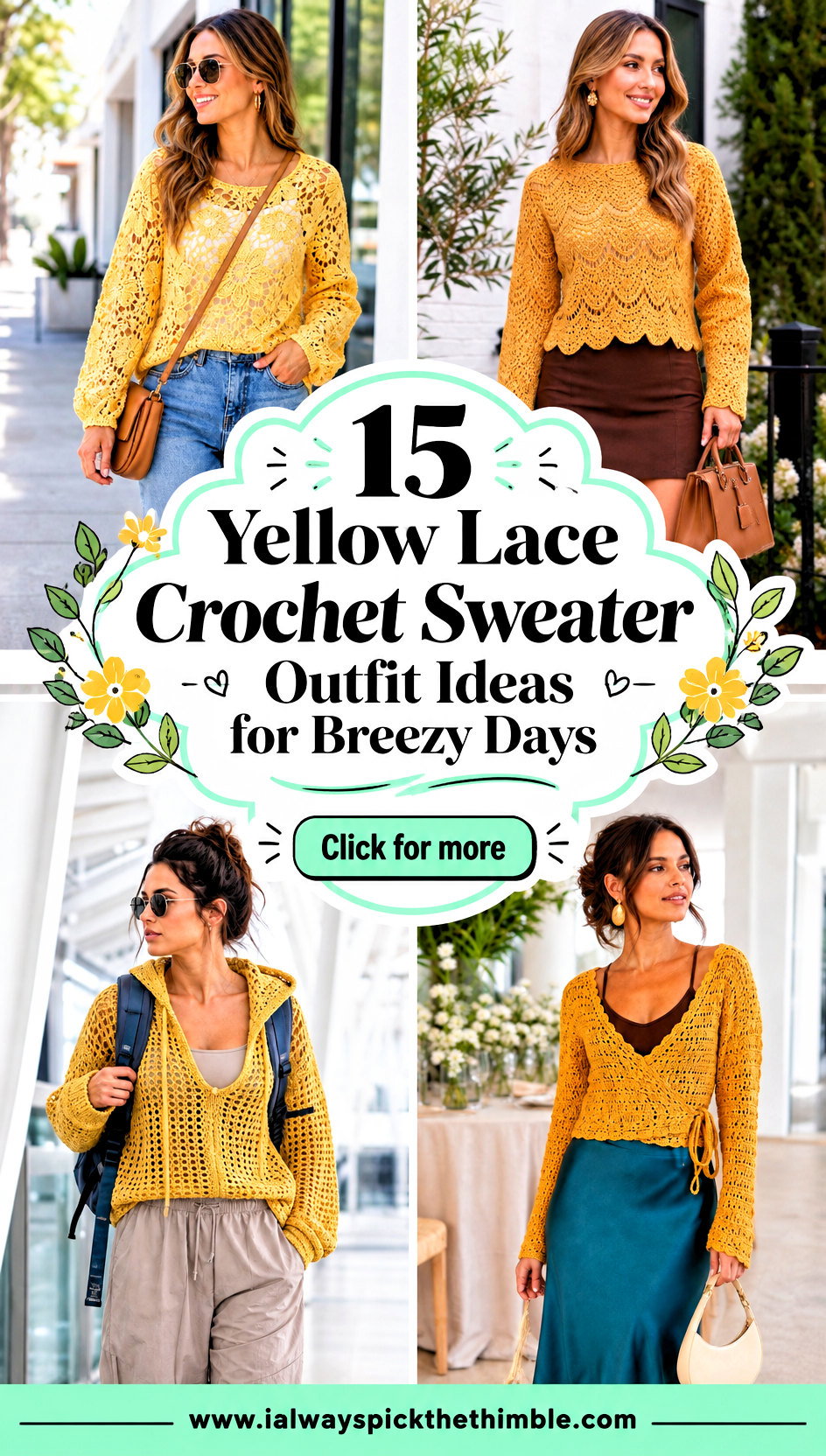 15 Yellow Lace Crochet Sweater Outfit Ideas for Breezy Days - 15 Yellow Lace Crochet Sweater Outfit Ideas for Breezy Days