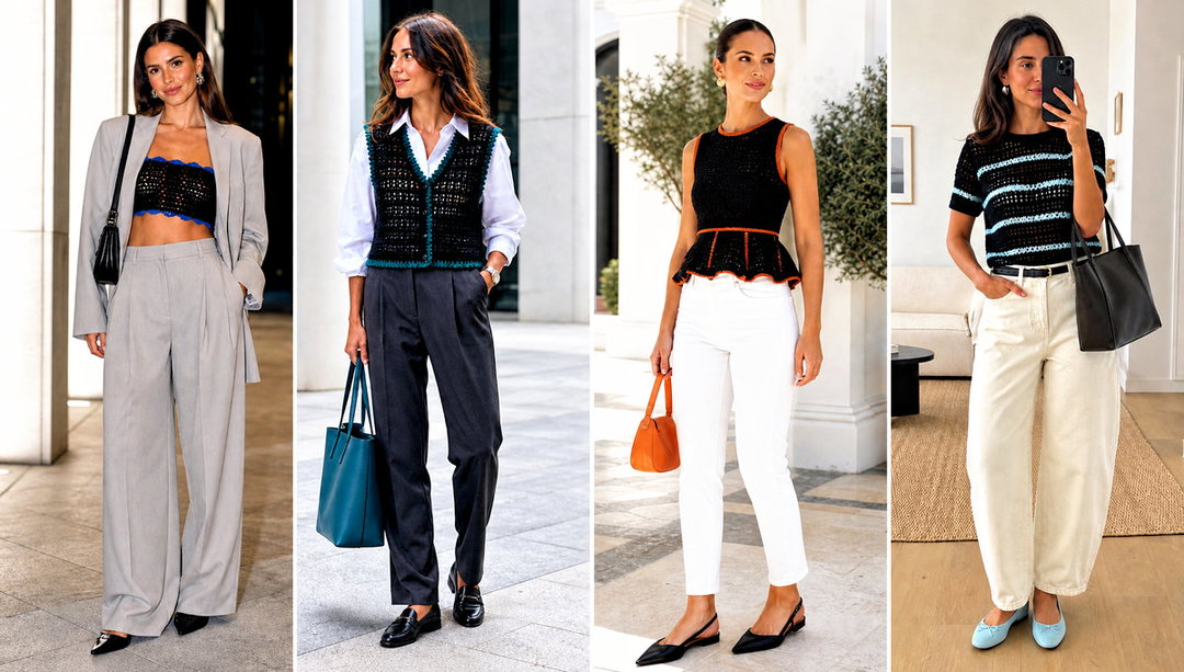 15 Zara Black Crochet Top Outfit Ideas for Dinner Dates