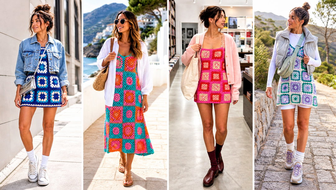 15 Zara Granny Square Dress Outfit Ideas for Festival Days