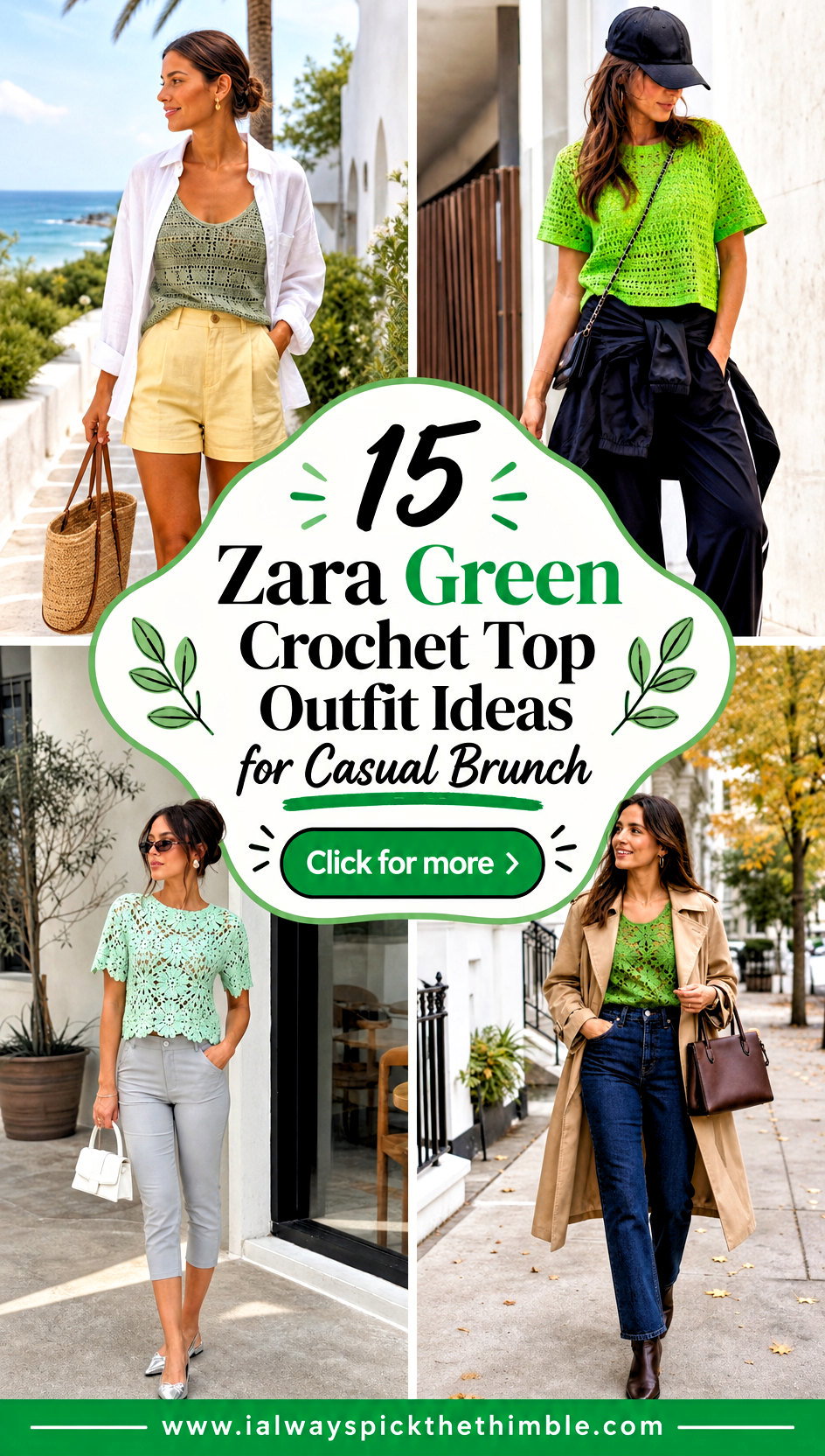 15 Zara Green Crochet Top Outfit Ideas for Casual Brunch - 15 Zara Green Crochet Top Outfit Ideas for Casual Brunch