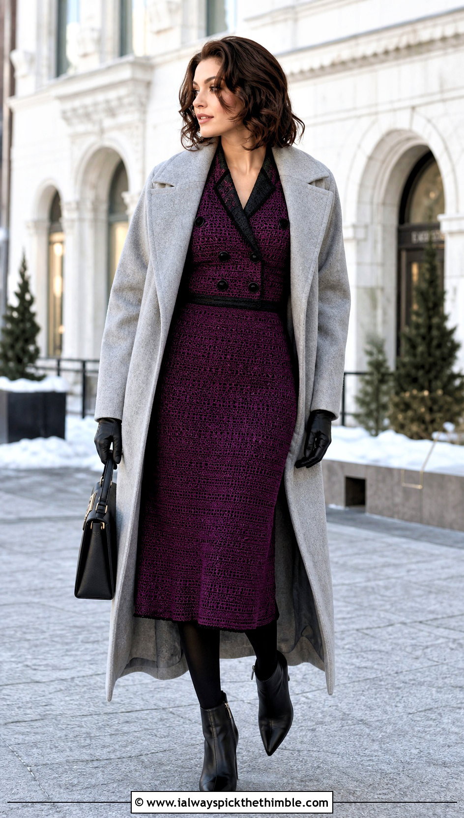 1930s Tuxedo Crochet Dress With Long Wool Coat - 20 1930S Crochet Dress outfit ideas