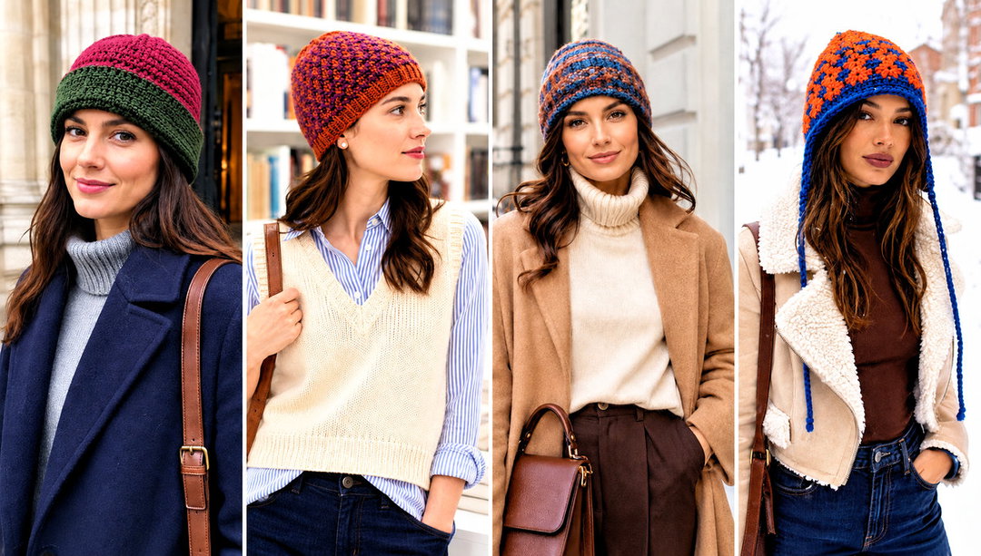 20 2 Color Crochet Beanie Hat Outfit Ideas for Cold Days