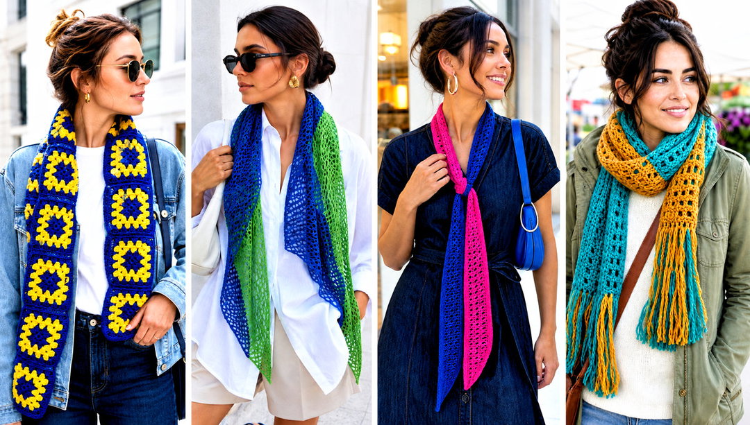 20 2 Color Crochet Scarf Outfit Ideas for Cozy Layers