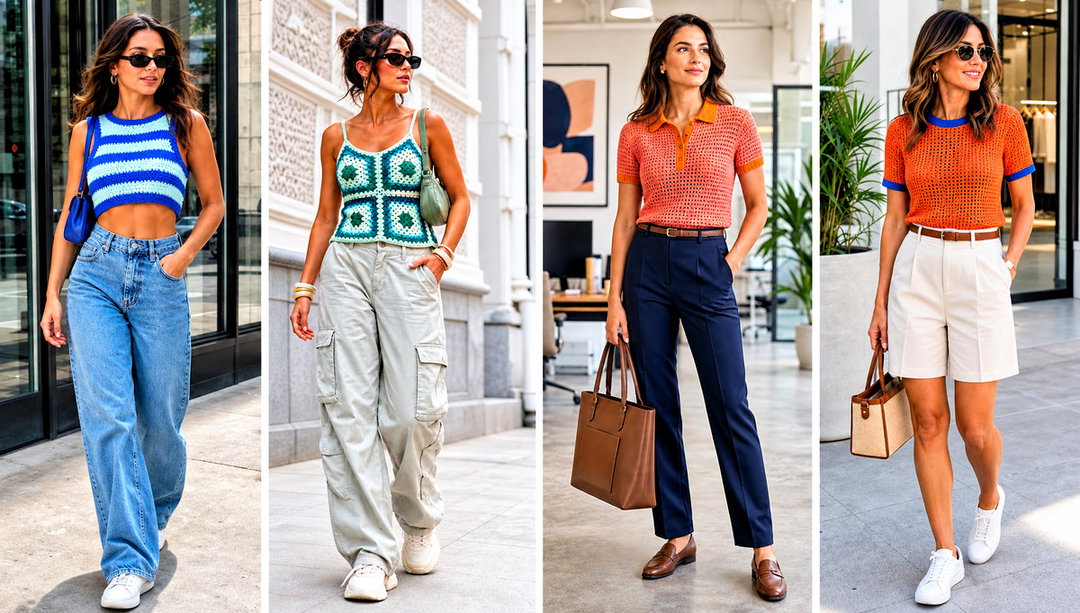 20 2 Color Crochet Top Outfit Ideas for Weekend Wear