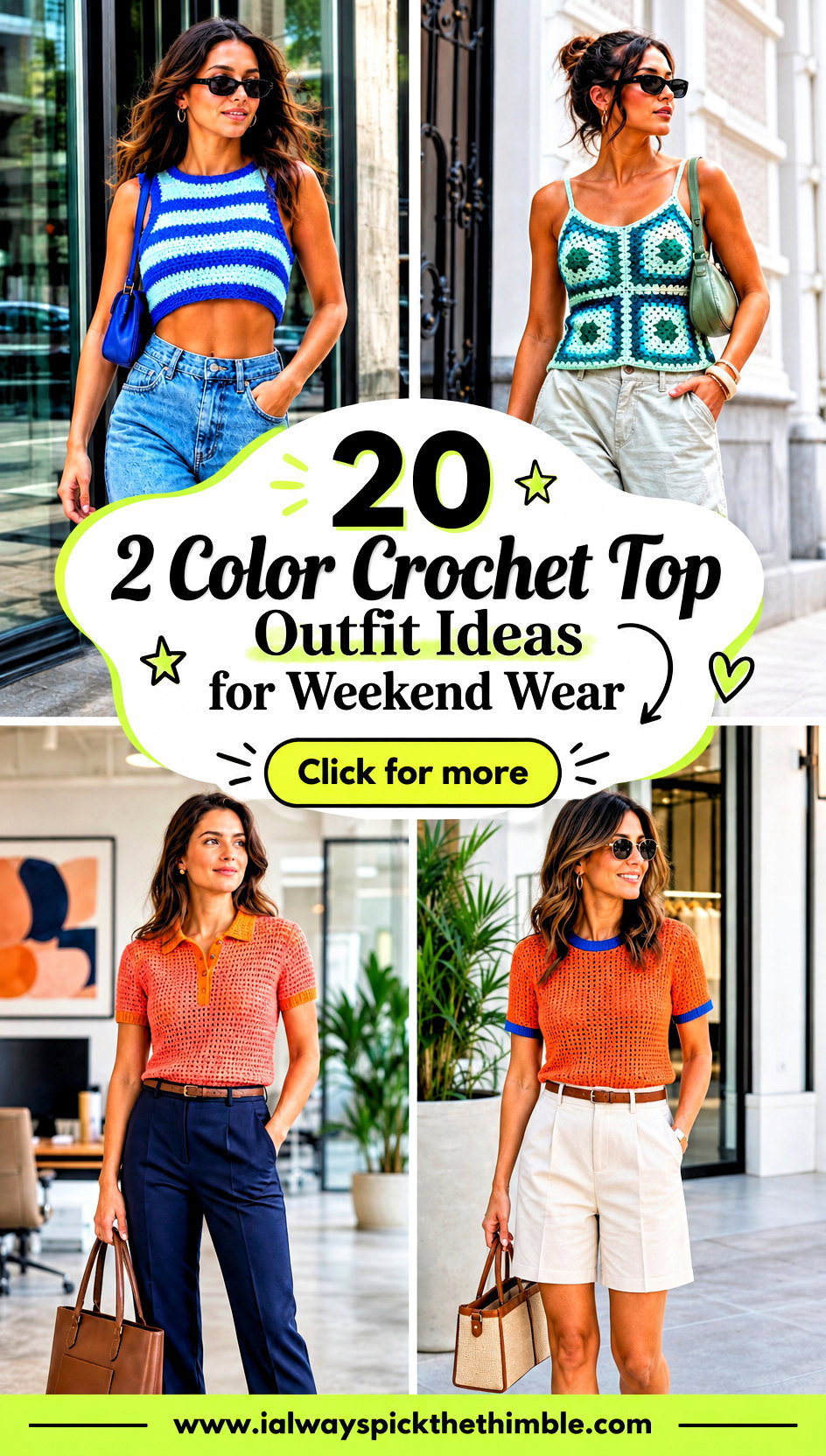 20 2 Color Crochet Top Outfit Ideas for Weekend Wear - 20 2 Color Crochet Top Outfit Ideas for Weekend Wear