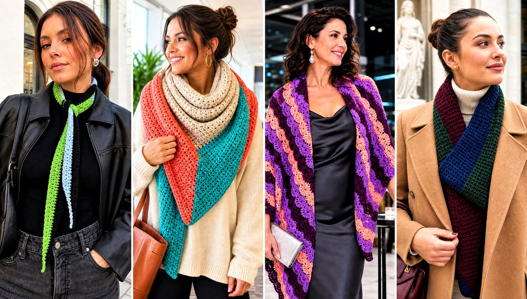 20 3 Colors Crochet Scarf Outfit Ideas for Neutral Looks