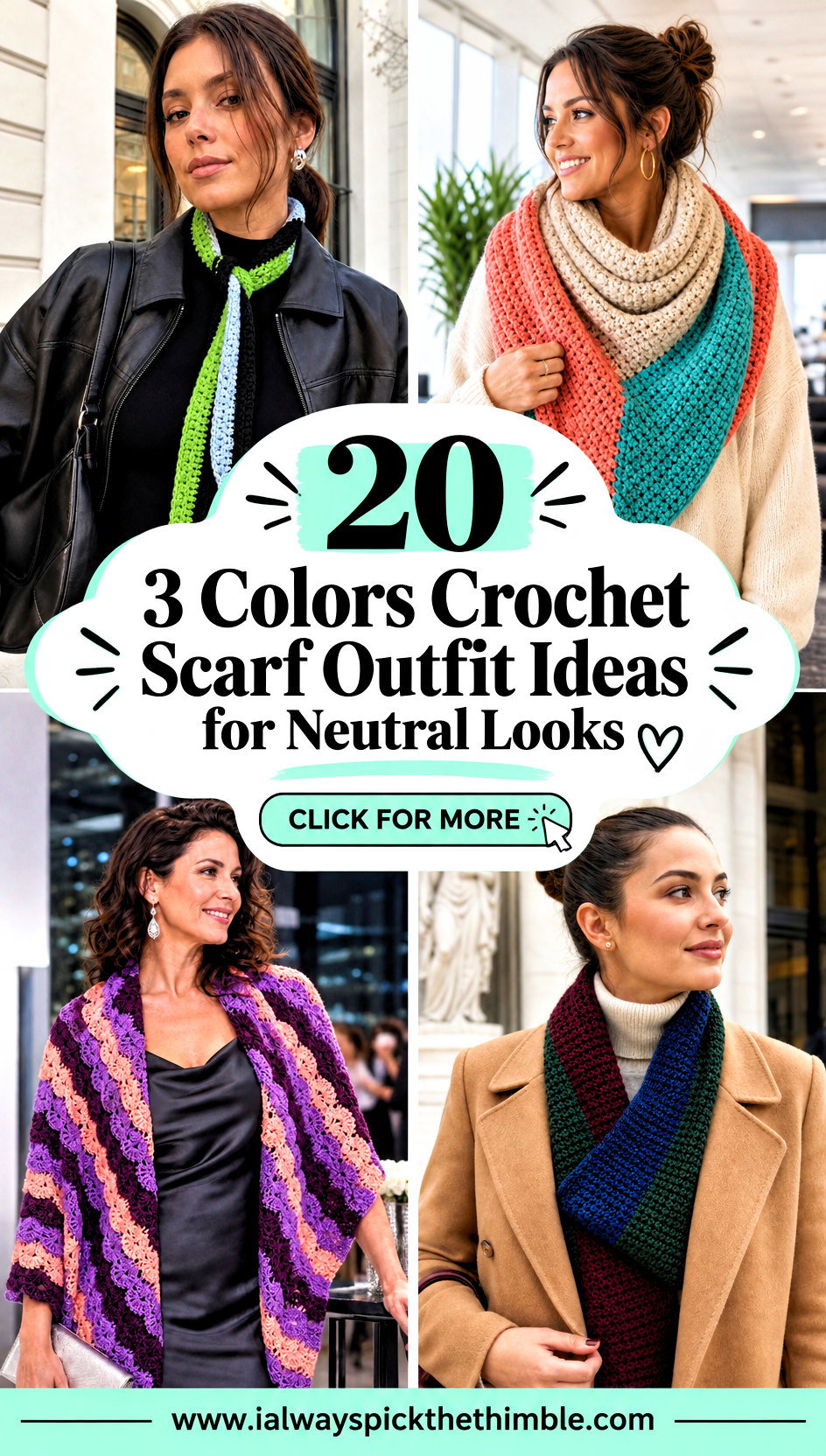20 3 Colors Crochet Scarf Outfit Ideas for Neutral Looks - 20 3 Colors Crochet Scarf Outfit Ideas for Neutral Looks