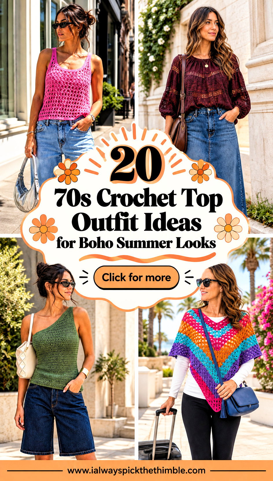 20 70s Crochet Top Outfit Ideas for Boho Summer Looks - 20 70s Crochet Top Outfit Ideas for Boho Summer Looks