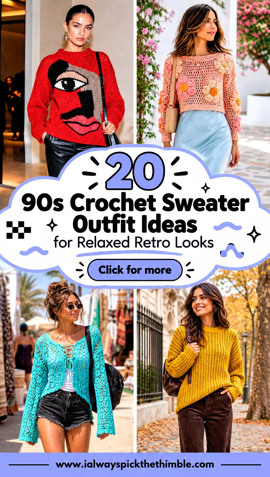 20 90s Crochet Sweater Outfit Ideas for Relaxed Retro Looks - 20 90s Crochet Sweater Outfit Ideas for Relaxed Retro Looks